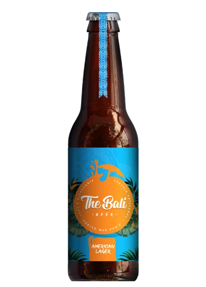 Garrafa de cerveja artesanal com rótulo personalizado do The Bali